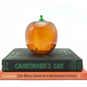 Vintage Art Glass Pumpkin Orange Handmade Blown